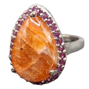 Sunstone and Garnet Ring